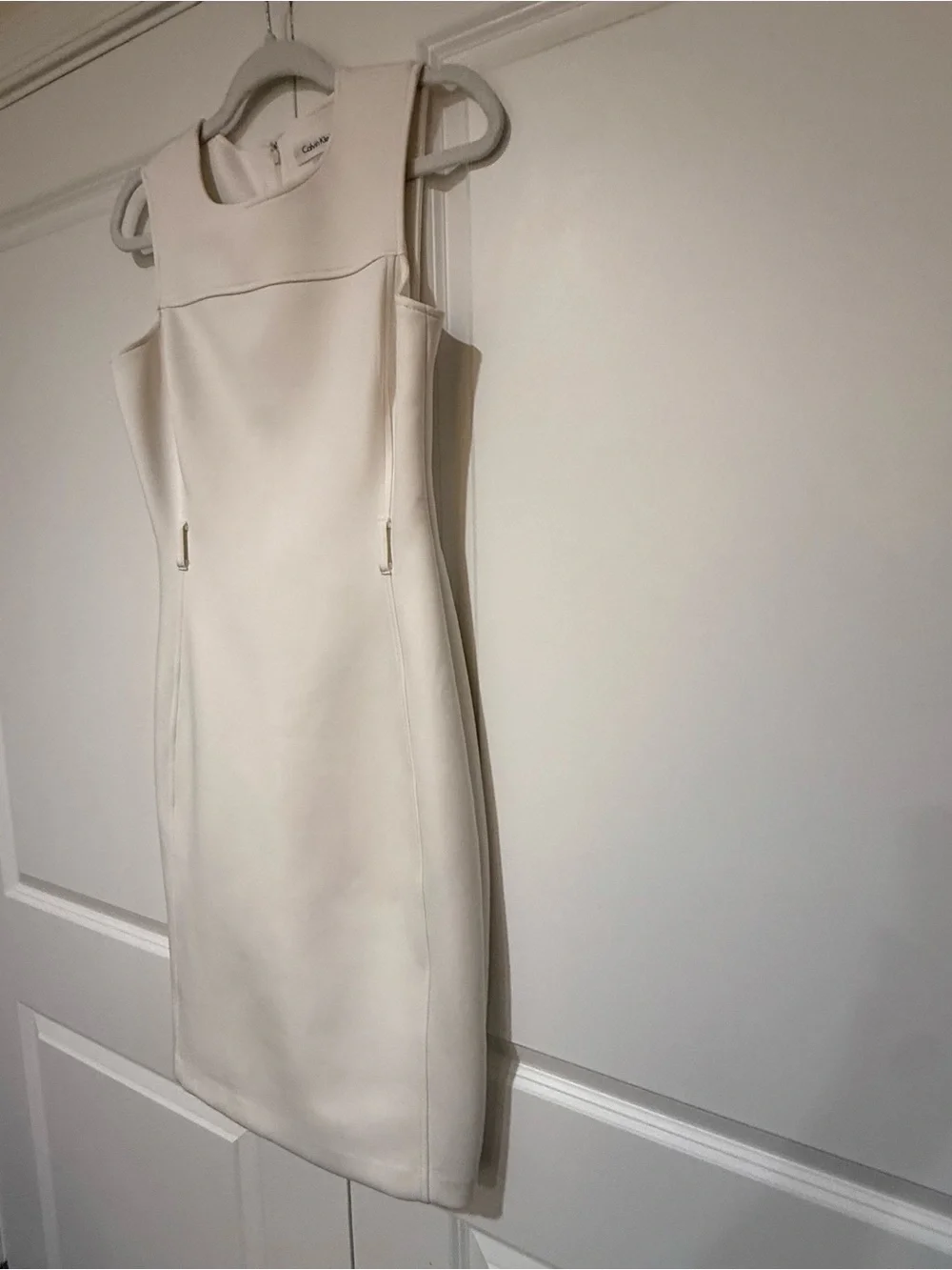 Calvin Klein Cream Sleeveless Sheath Dress